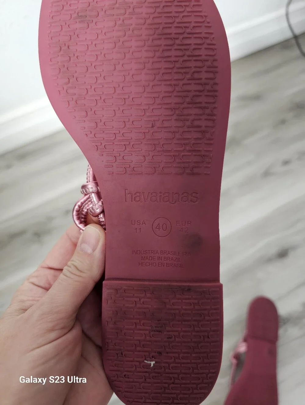 Havaianas Pink Braided Strap Flat Sandals Sz 11